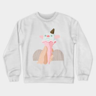 Clown Ice Cream Cone Jelly Gouache Painting Crewneck Sweatshirt